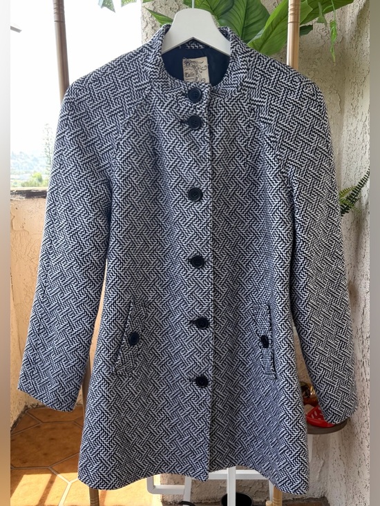 Tulle Jackets & Blazers - Tulle Navy and White Patterned Pea Coat